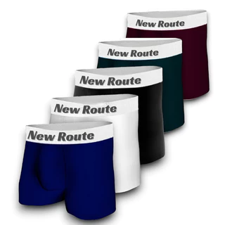 Kit 5 Cueca Boxer Masculino Cuecas Box Microfibra Lisa/Estampada New Route