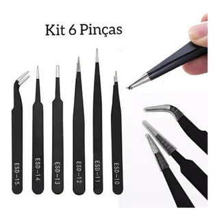 Pinças de Aço Inoxidável Kit 6 Pçs