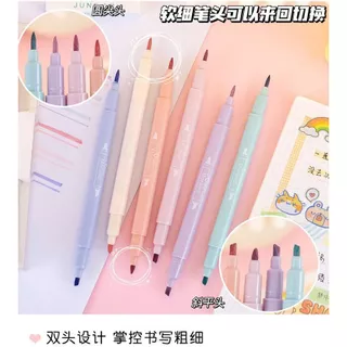 Kit Com 6 Marca Texto Ponta Dupla papelaria escolar e escritorio