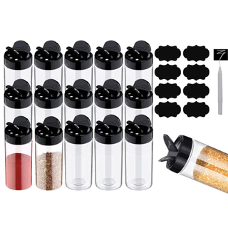 Kit 20 Potes Vidro 100ml Para Tempero Com Tampa Dosadora Dupla + Etiqueta e Caneta
