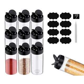 Kit 10 Pote Vidro 100ml Para Tempero Tampa Dosadora Dupla + Etiqueta e Caneta