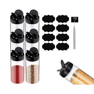 Kit 6 Potes Vidro 100ml Para Tempero Com Tampa Dosadora Dupla + Etiqueta e Caneta