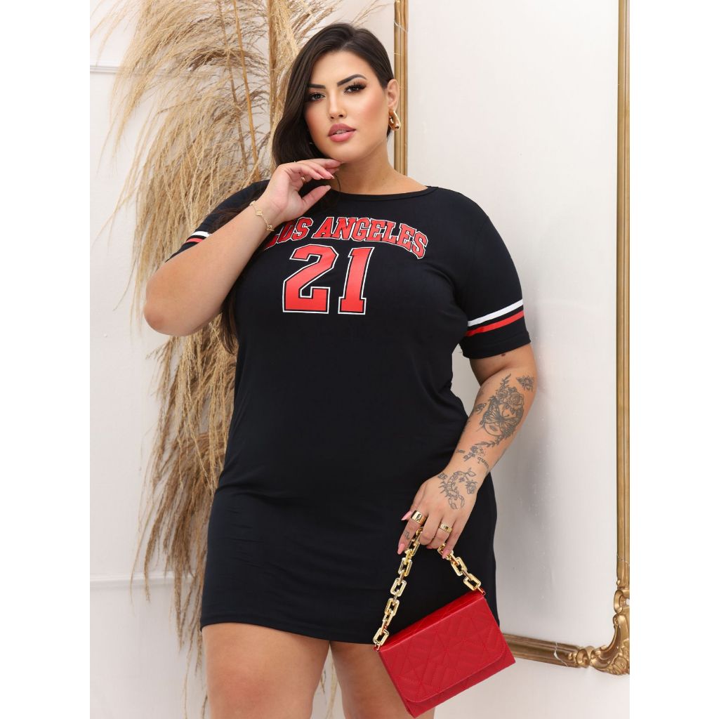 Vestido Plus Size Curve Curvy Estampado Camisão Moda Gringa Verão veste ...