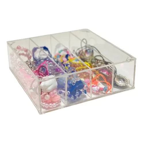 Caixa Organizadora De Acrílico Para Bijuteria 22x07x22cm
