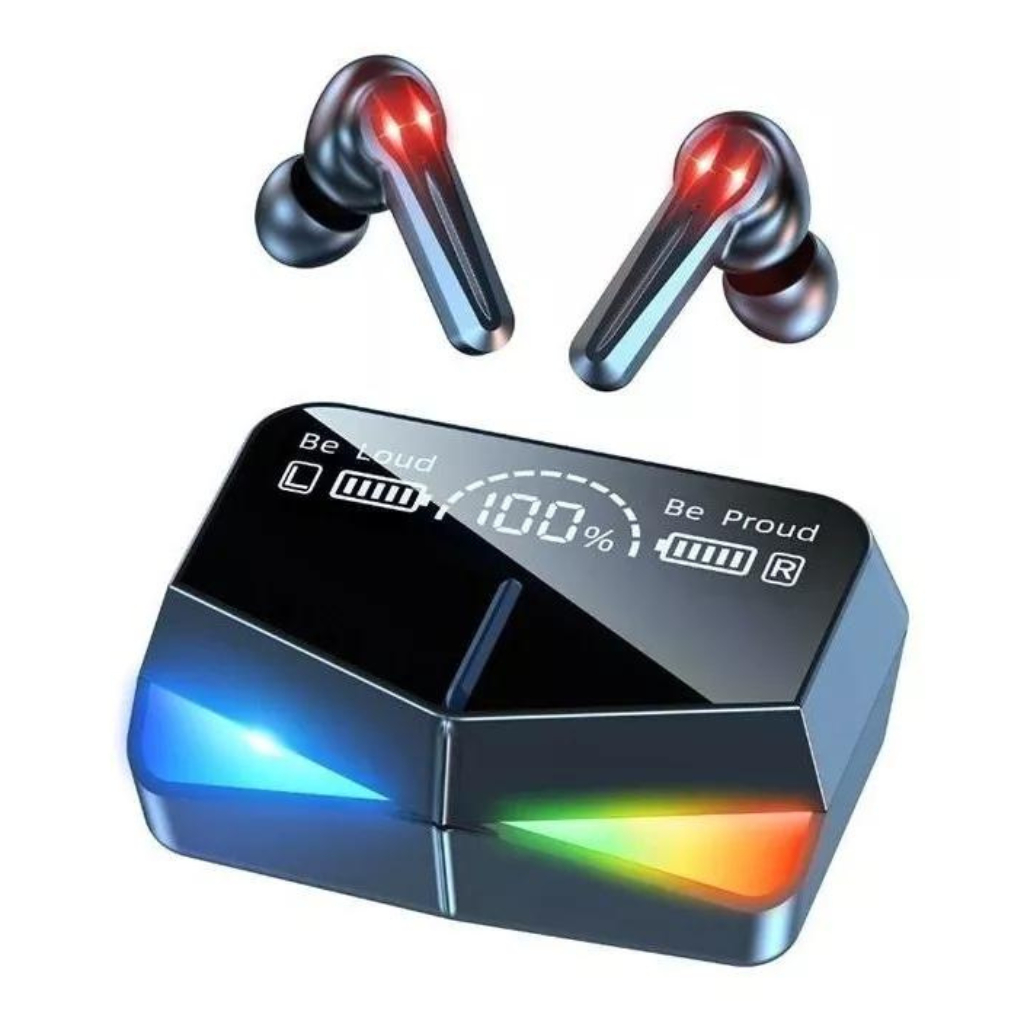 Fone De Ouvido M28 Gamer TWS Bluetooth 5.3 Sem Fio Resistente a Água Com Microfone e Visor Digital