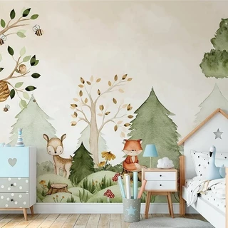 Papel De Parede Safári Bosque Raposinha Infantil M²