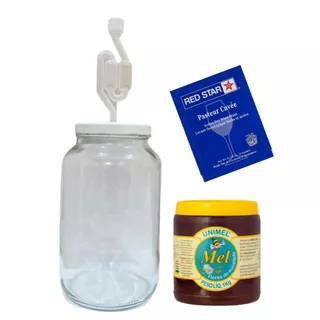 Fermentador De Vidro 3250ml Completo + Kit Hidromel com Premier Cuvée