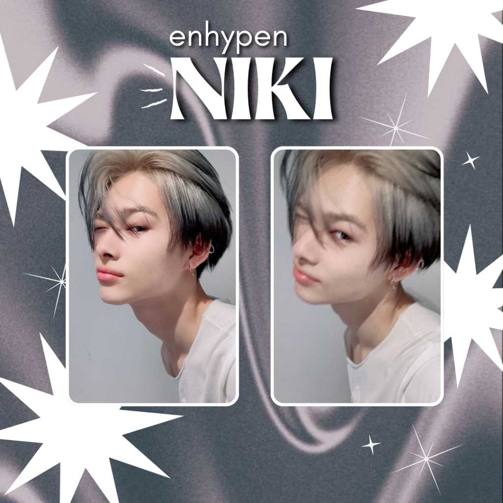 ENHYPEN - Niki, set 2 Photocards Fanmade frente e verso, Set Hair