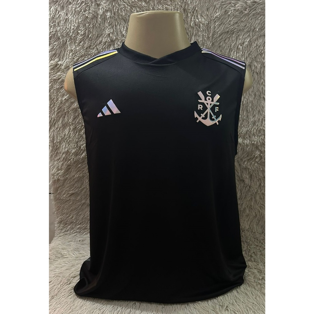 Camiseta Regata Flamengo Preto Camaleão Símbolo Refletivo Listrado 23/24 Pronta Entrega