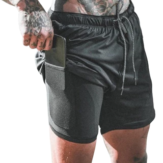 Bermuda 2 Em 1 Shorts Masculino Dry Fit Run Academia Fitness
