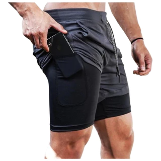 Bermuda 2 Em 1 Shorts Dry Fit Run Ideal Para Academia Fitness Esportiva