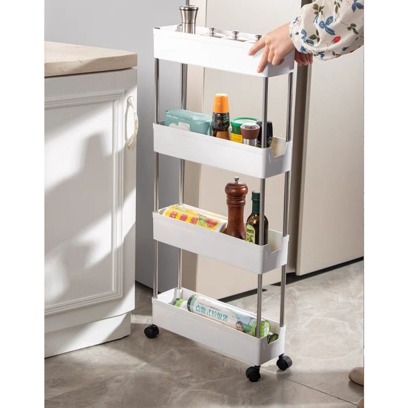 Estante pequeno 4 Prateleiras Plastico Multiuso Com Rodinha 8855