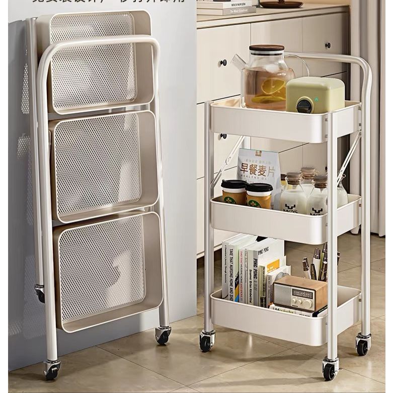 Carrinho Organizador Multiuso 3 Prateleiras com Rodinhas Dobravel METAL 8973
