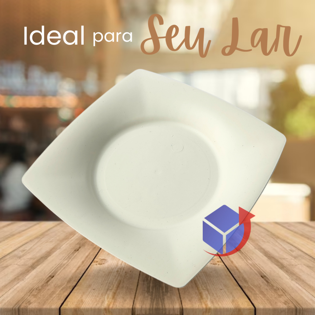 Kit 10 pratos quadrado plástico branco para lanchonete churrasco festa refeição aniversários acampamentos