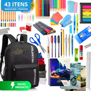Kit Material Escolar Menino Completo Mochila Masculina Escolar Material Estojo Escolar Feminino Masculino