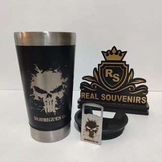 Copo térmico 500ml com abridor personalizado The Punisher/ O Justiceiro