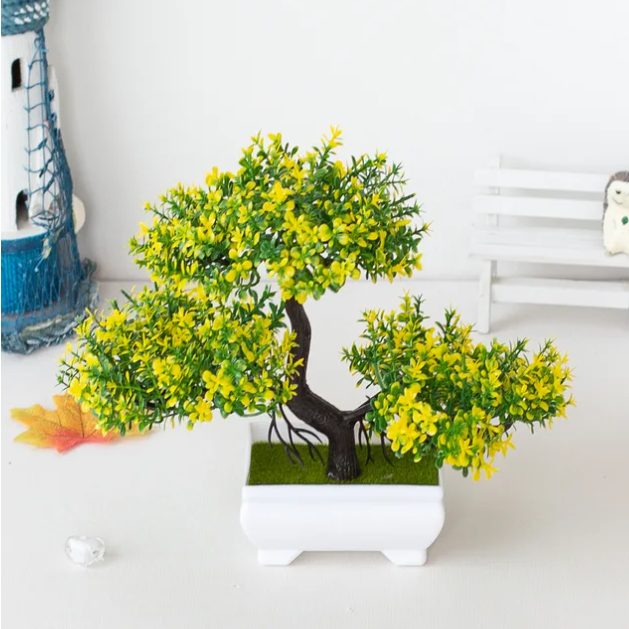 Bonsai Artificial 25cm Realista de Plástico com Vaso Bonsai para Casamento Natureza Planta Árvore Pequena Decoração
