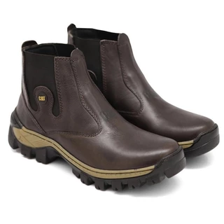 Bota Botina Couro Nobre Caterpillar Masculino Reforçado Impermeável + Palmilha de Gel