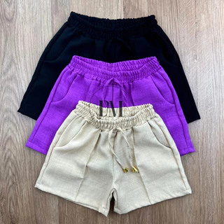 Kit de 2 Shorts Infantil Linho Com bolso Novidade Moda Infantil Verão