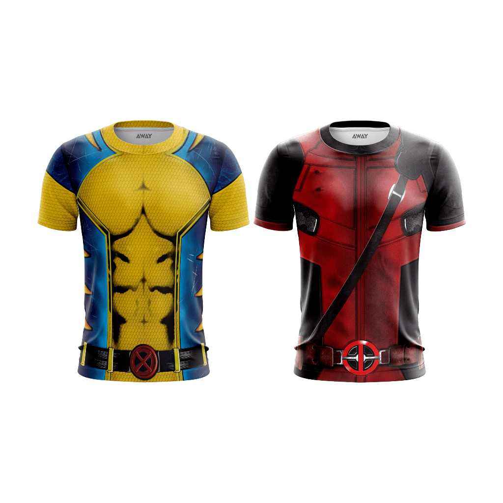 Kit 2 Camisa Camiseta Traje 3D Wolverine DeadPool Adulto Infantil Marvel |  Shopee Brasil