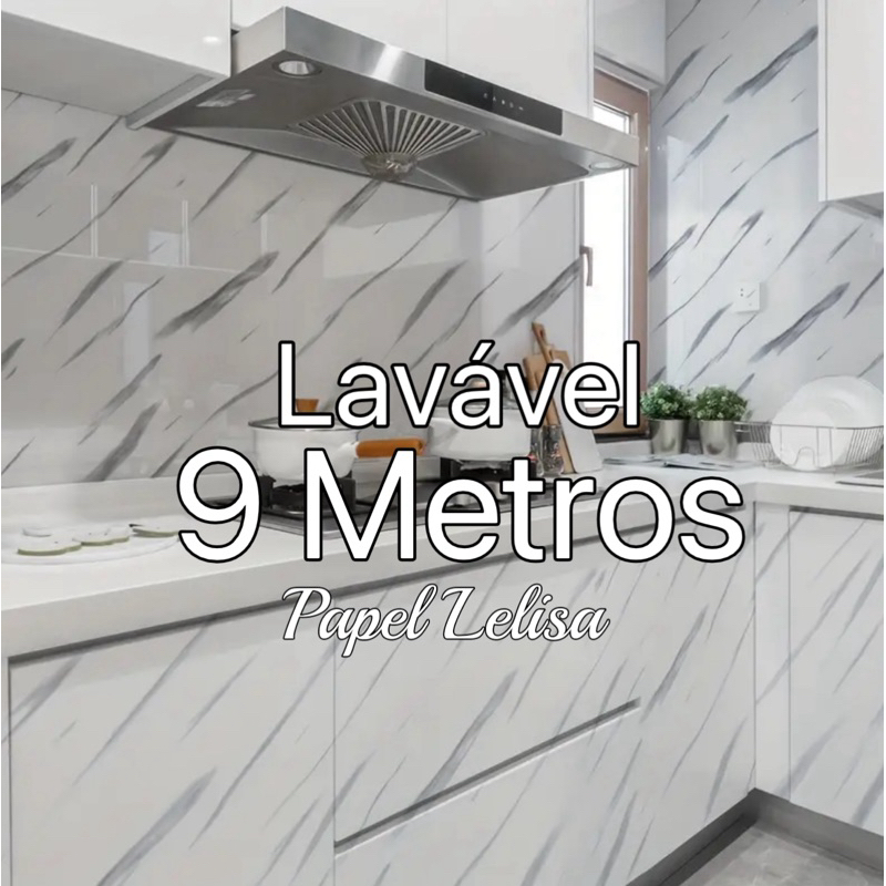 Papel de Parede Mármore Gelo Lavável 9 METROS x 60 CM Autocolante Sala Quarto Banheiro Cozinha Pia Moveis