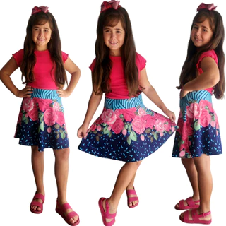 Saia Manuelly Infantil Moda Evangélica Cristã Rodada Godê