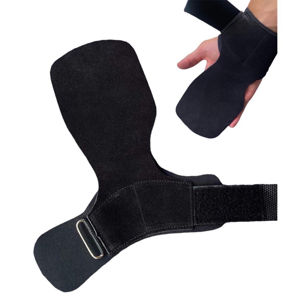 Hand Grip Luva Couro 100% Camurça sem furo com Neoprene para Crossfit e Academia Par