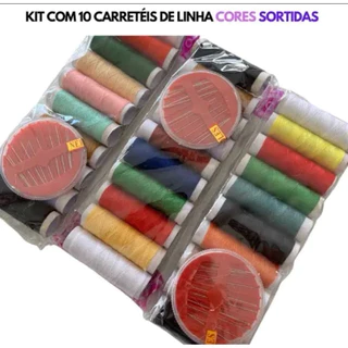 kit 3 pacotes de linhas coloridas costura , ateliê ,máquina de costura ,  manuais , artesanato em Oferta na Shopee