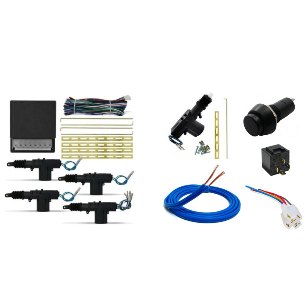 Kit Trava Eletrica Universal 4 Pts + Destrava Porta Malas Eletrico Com Botão