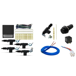 Kit Trava Eletrica Universal 4 Pts + Destrava Porta Malas Eletrico Com Botão