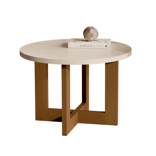 Mesa de Centro Decorativa Redonda com Tampo em MDF e Pés em Madeira - Ideal para Sala de Estar Apoio