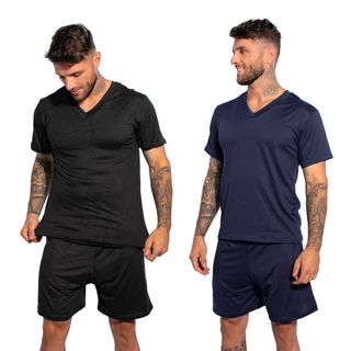 Kit 2 Pijamas Lisos Masculino Manga Curta Short Linha Noite Suede Adulto Verão em Oferta na Shopee