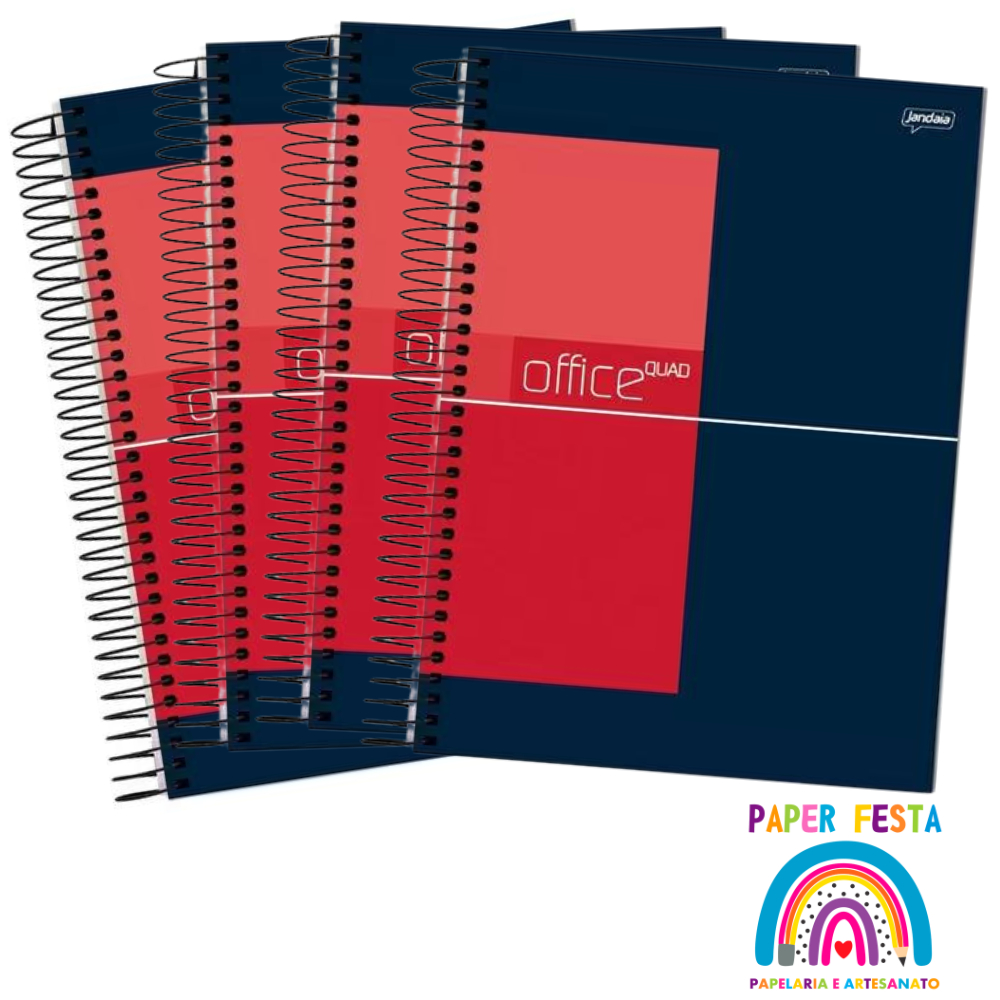 Kit 4 Cadernos Quadriculado 96 Folhas Office Quad Jandaia A4 | Shopee ...