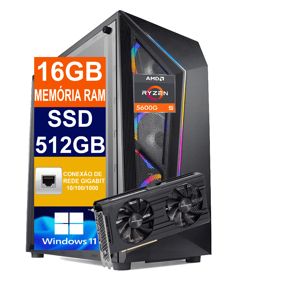 PC Gamer Intel Core i5 10400F / GeForce RTX 3060 / Memória 8GB DDR4 / SSD  240GB