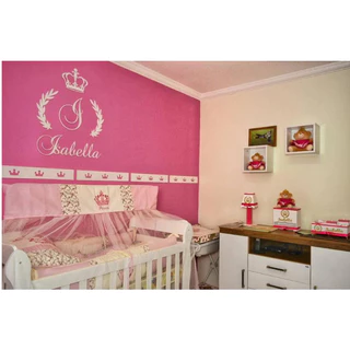 Kit Painel de Parede Completo 09 peças Coroa + Inicial + Nome , Príncipe, Princesa, Menino, Menina Decoração Quarto do Bebê Personalizado com nome