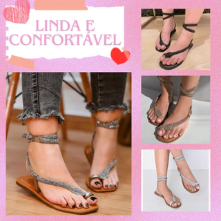 Rasteirinha Cobra Moda Serpente com Strass Brilhante Blogueira Trend Confortável Original Muito Brilho Snake Elegante e Belissima