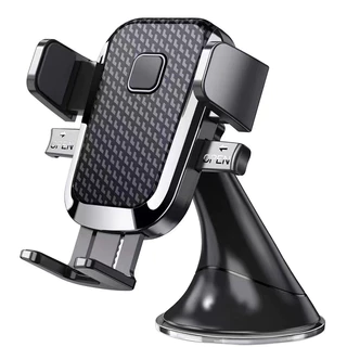 Suporte de Celular Fibra de Carbono Alta Resistencia Com Trava Click Automática Base Super Fixação