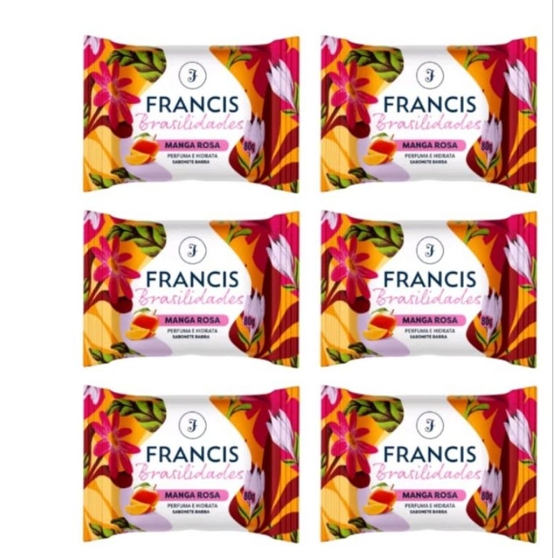 Kit 6 Sabonetes Francis Brasilidades Manga Rosa 80g | Shopee Brasil