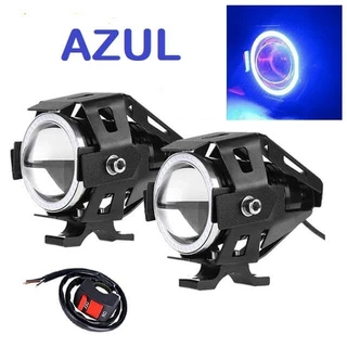 Par Farol Auxiliar Milha Grande U7 Led Luz Branco Alta Potencia Angel AZUl/BRANCO Eye Alto Baixo Strobo Para Moto Xre300 Nxrbroz125