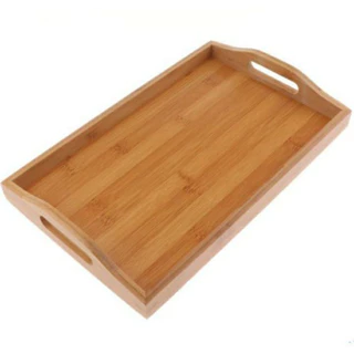 Bandeja De Bambu Retangular Com Alça 40x30cm - Envio Agora!