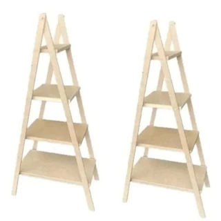 Kit 2 Escadinha De Chão 4 Andares Oferta Especial Mdf Cru Festa Cenário