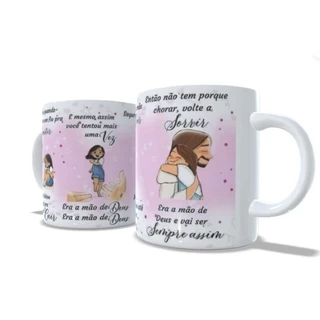 Caneca de Porcelana Xicara Personalizada Era a Mão de Deus