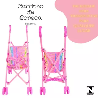 Carrinho De Boneca Dobrável Passeio Menina Brinquedo Infantil