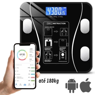 Balança Corporal Bioimpedância Digital 180kg Fitness App Bluetooth