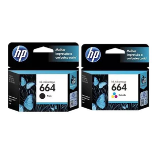 Kit Cartucho 664 Preto e Colorido HP DeskJet Ink Advantage 1115 2136 3636 3836 4536 4676