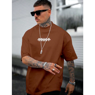 Camiseta Oversized Estilo De Rua Trust Moda Masculina Lançamento