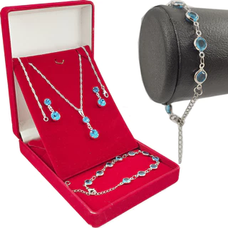 Colar Feminino Pingente + Pulseira + Brincos Prateado Envio Imediato