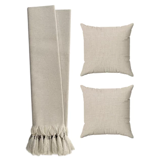 Kit Manta Para Sofá 2,20m Bege Cru + 2 Capas De Almofadas Decorativas em Oferta na Shopee