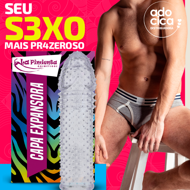 Capa Peniana Extensora que Aumenta o Tamanho do Pênis e Provoca Sensações Prazerosas Sexshop