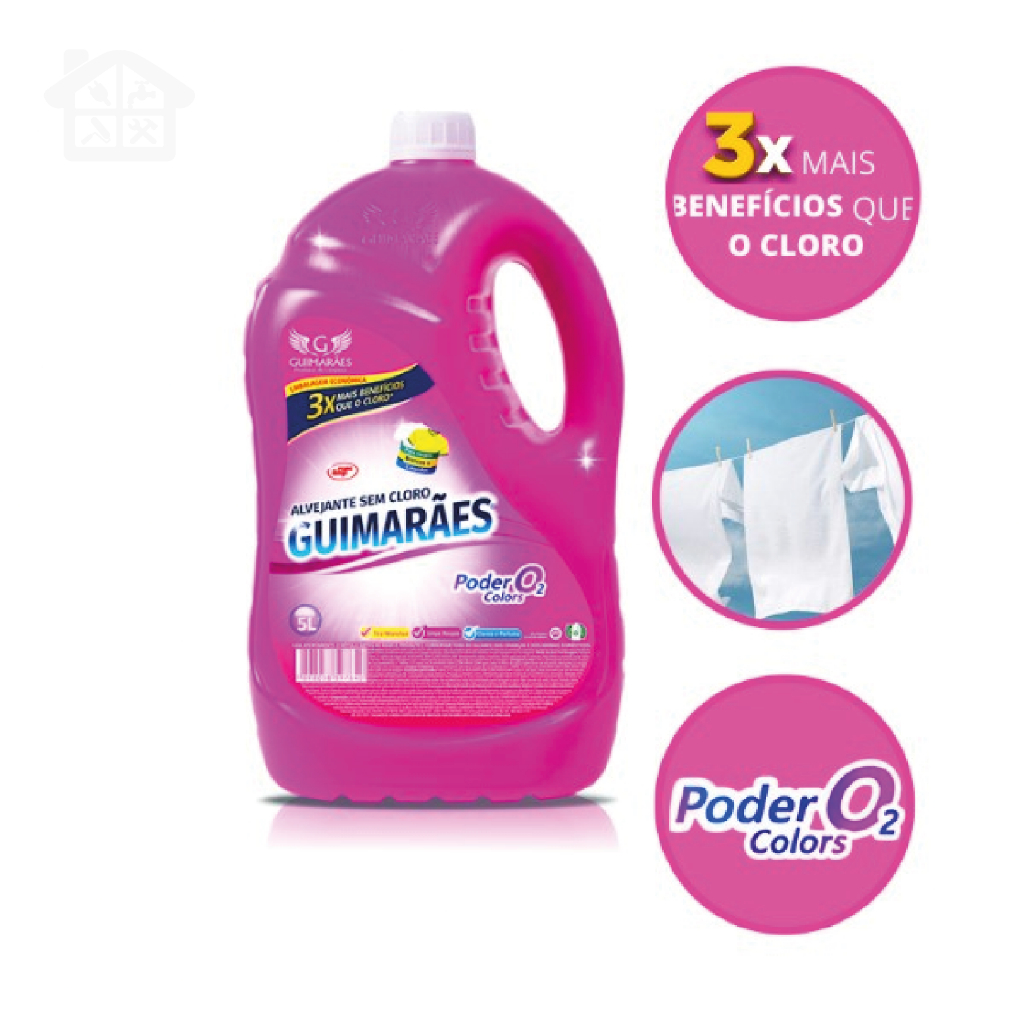 Alvejante Sem Cloro Tira Manchas 3 Em 1 Roupas Brancas e Coloridas 5L ...